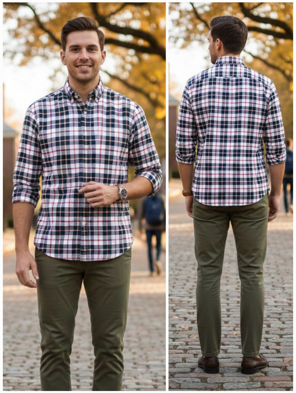 J. Crew L Old Money Preppy Academia Office Plaid Slim Oxford Button Down Shirt